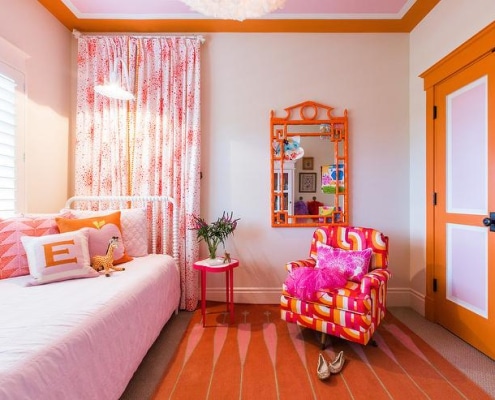 رنگ نارنجی در طراحی اتاق خواب دخترانه