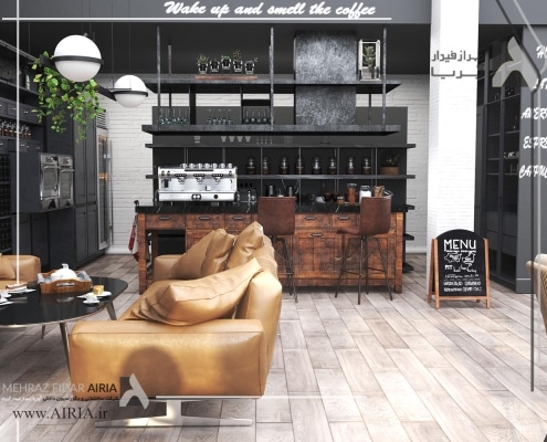 تصویر دکور کافه از طراحی داخلی کافی شاپ در خیابان مرزداران تهران توسط تیم طراحی شرکت آیریا