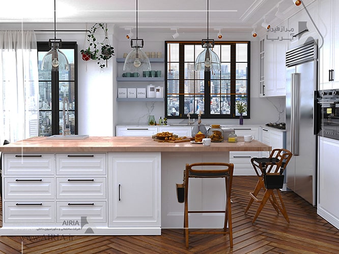 رنگ سفید پولی اورتان برای کابینت آشپزخانه