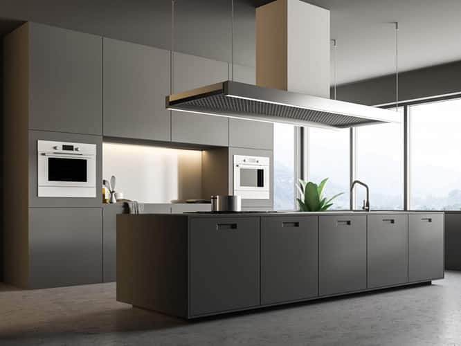 کابینت آشپزخانه با رنگ خاکستری روشن یا رنگ فیلی