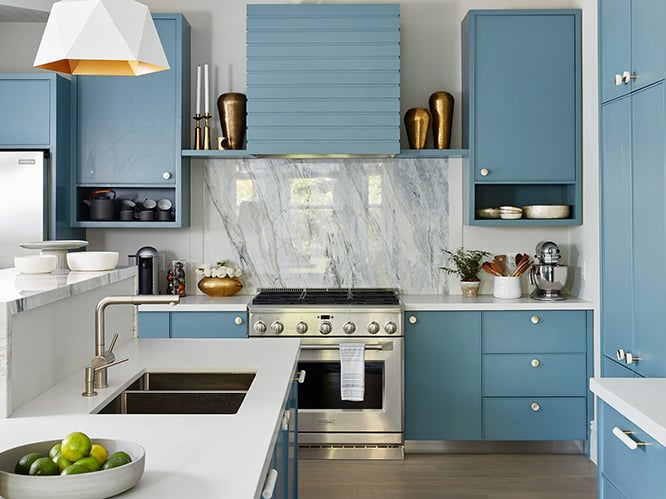 کابینت آشپزخانه رنگ آبی روشن